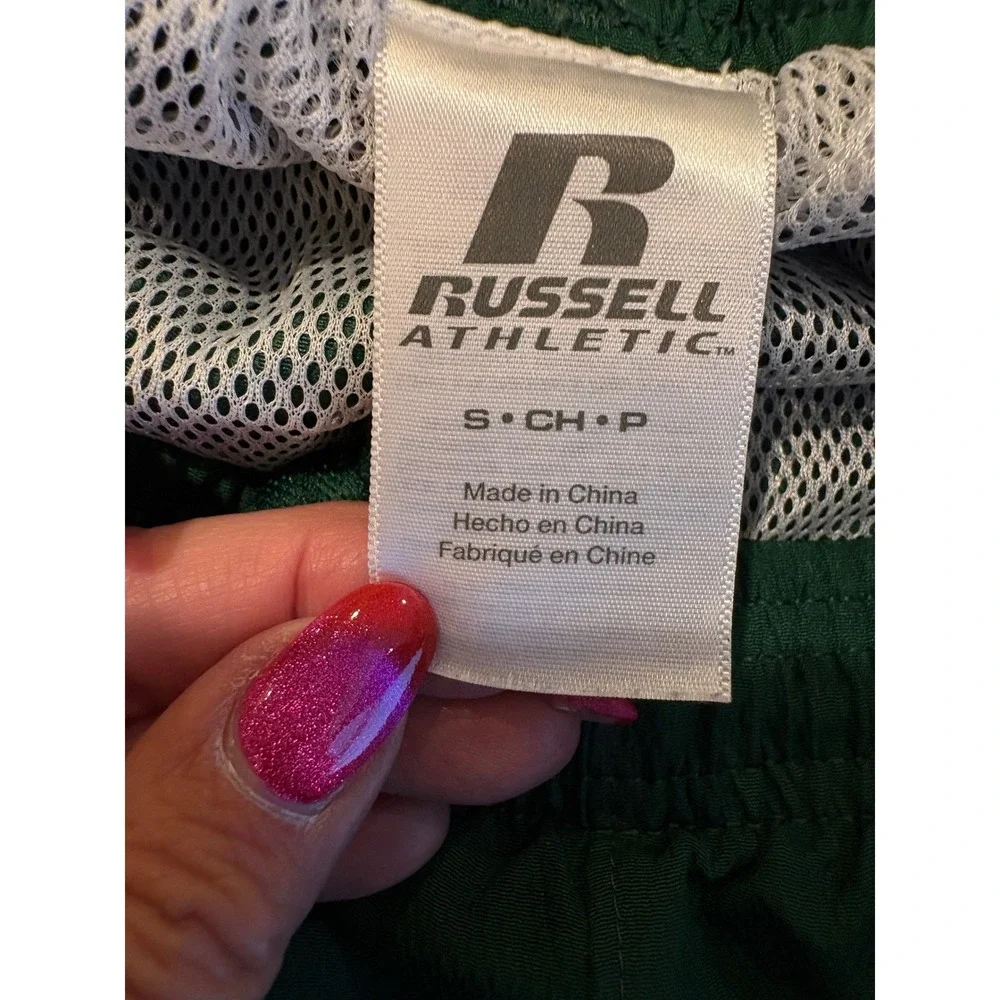 Russell Athletic Small Green Track Pant Mesh Lined Side Zip S95WDXK Forest Green